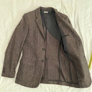 Brown Herringbone Blazer Jacket Mens Small 36s Slim Fit